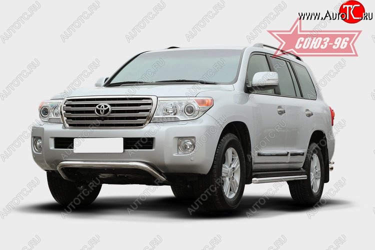1 043 р. Защита переднего бампера Souz-96 (d60) Toyota Land Cruiser 200 1-ый рестайлинг (2012-2015)  с доставкой в г. Майкоп