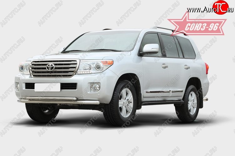1 052 р. Защита переднего бампера двойная Souz-96 (d60/42) Toyota Land Cruiser 200 1-ый рестайлинг (2012-2015)  с доставкой в г. Майкоп