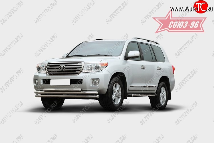 1 169 р. Защита переднего бампера тройная Souz-96 (d60/60/42). Toyota Land Cruiser 200 1-ый рестайлинг (2012-2015)  с доставкой в г. Майкоп