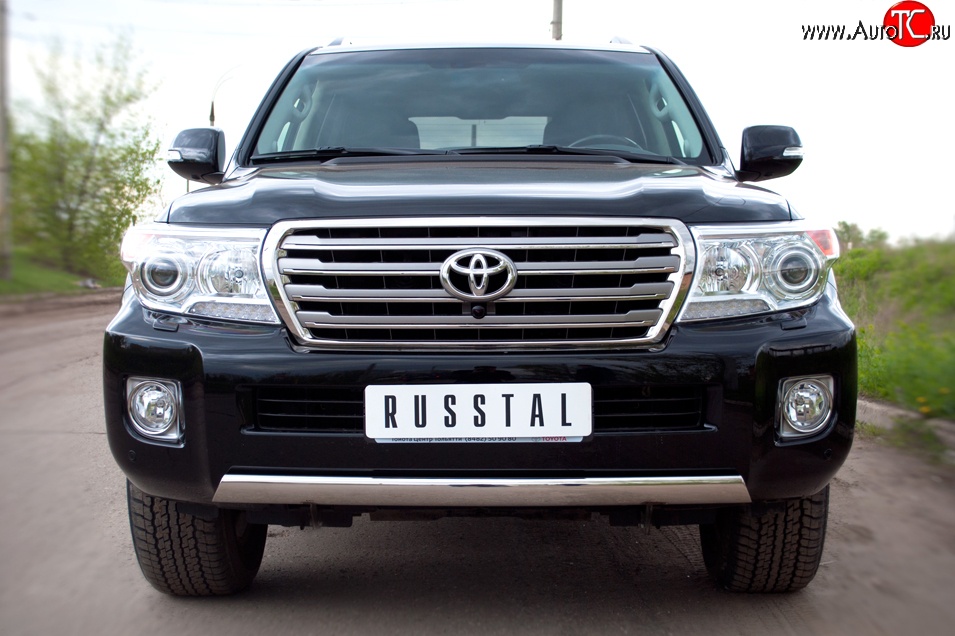 13 999 р. Защита переднего бампера (Ø75х42 мм, нержавейка) Russtal Toyota Land Cruiser 200 1-ый рестайлинг (2012-2015)  с доставкой в г. Майкоп