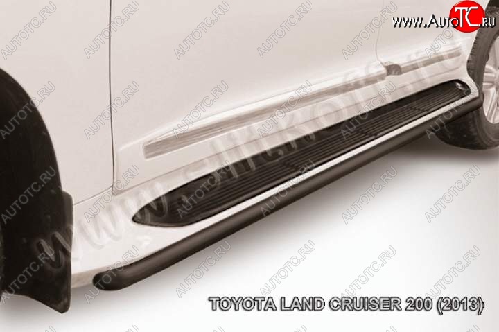9 649 р. Защита штатного порога d42 Slitkoff Toyota Land Cruiser 200 1-ый рестайлинг (2012-2015) (Цвет: серебристый)  с доставкой в г. Майкоп