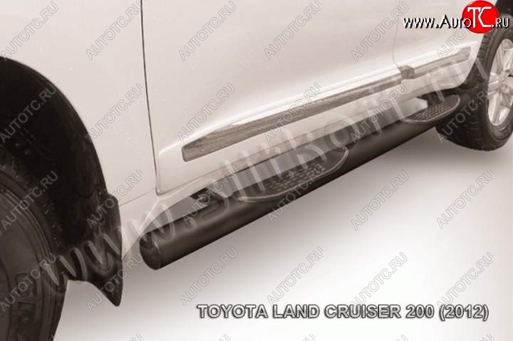 17 949 р. Защита порогов Slitkoff  Toyota Land Cruiser  200 (2012-2015) 1-ый рестайлинг (Цвет: серебристый)  с доставкой в г. Майкоп