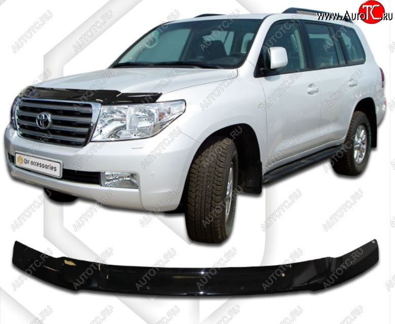 1 999 р. Дефлектор капота CA-Plastiс  Toyota Land Cruiser  200 (2012-2015) 1-ый рестайлинг (Classic черный, Без надписи)  с доставкой в г. Майкоп