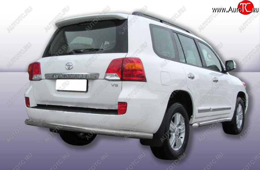 12 949 р. Защита заднего бампера Slitkoff (Ø 76 мм)  Toyota Land Cruiser  200 (2012-2015) 1-ый рестайлинг (Сталь с полимерным покрытием. Цвет: серебристый)  с доставкой в г. Майкоп