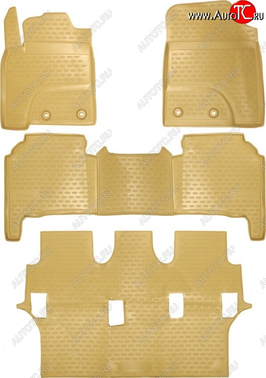 3 199 р. Комплект ковриков в салон Element (4 шт, полиуретан, бежевые) Toyota Land Cruiser 200 1-ый рестайлинг (2012-2015)  с доставкой в г. Майкоп