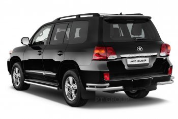 20 949 р. Защита порогов из трубы Ø51 Petroil Tuning Toyota Land Cruiser 200 2-ой рестайлинг (2015-2021) (Нержавеющая полированная сталь)  с доставкой в г. Майкоп. Увеличить фотографию 2