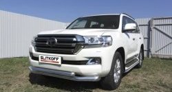 Двойная защита переднего бампера из труб диаметром 76 и 57 мм Slitkoff Toyota Land Cruiser  200 (2015-2021) 2-ой рестайлинг