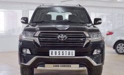 Защита переднего бампера (Ø63 мм с надписью, нержавейка) SLITKOFF Toyota Land Cruiser  200 (2015-2021) 2-ой рестайлинг