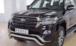 19 449 р. Защита переднего бампера (Ø63 мм волна, нержавейка) SLITKOFF  Toyota Land Cruiser  200 (2015-2021) 2-ой рестайлинг  с доставкой в г. Майкоп. Увеличить фотографию 3
