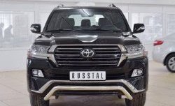 Защита переднего бампера (Ø63 мм волна, нержавейка) SLITKOFF Toyota Land Cruiser  200 (2015-2021) 2-ой рестайлинг
