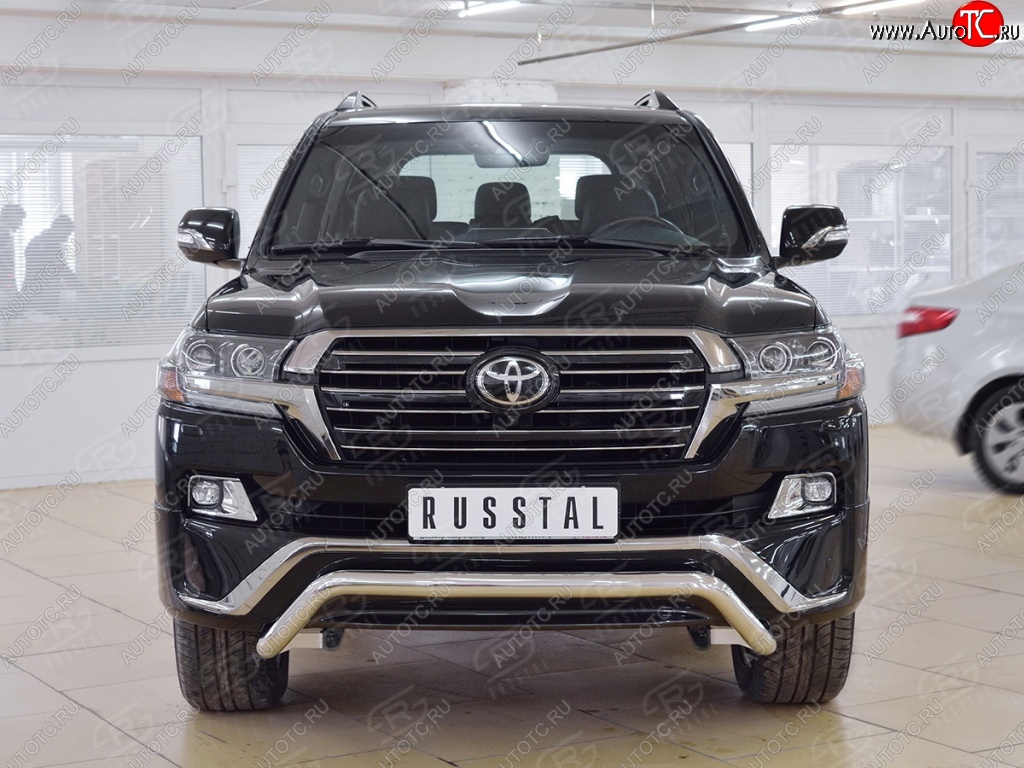 19 449 р. Защита переднего бампера (Ø63 мм волна, нержавейка) SLITKOFF  Toyota Land Cruiser  200 (2015-2021) 2-ой рестайлинг  с доставкой в г. Майкоп