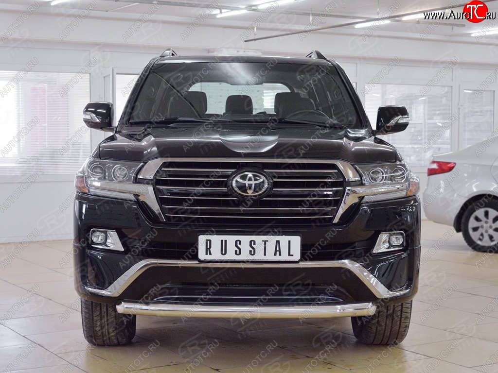 17 899 р. Защита переднего бампера (Ø76 мм короткая, нержавейка) SLITKOFF  Toyota Land Cruiser  200 (2015-2021) 2-ой рестайлинг  с доставкой в г. Майкоп