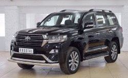 24 849 р. Защита переднего бампера (2 трубыØ76 и 63 мм, нержавейка) SLITKOFF  Toyota Land Cruiser  200 (2015-2021) 2-ой рестайлинг  с доставкой в г. Майкоп. Увеличить фотографию 2