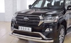24 849 р. Защита переднего бампера (2 трубыØ76 и 63 мм, нержавейка) SLITKOFF  Toyota Land Cruiser  200 (2015-2021) 2-ой рестайлинг  с доставкой в г. Майкоп. Увеличить фотографию 3