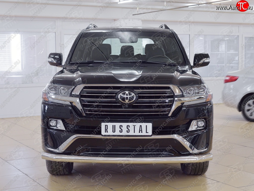 19 449 р. Защита переднего бампера из трубы диаметром 76 мм SLITKOFF (длинная)  Toyota Land Cruiser  200 (2015-2021) 2-ой рестайлинг  с доставкой в г. Майкоп