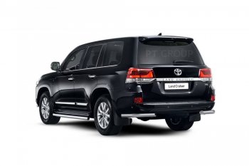 Защита заднего бампера Petroil Tuning (уголки, d63) Toyota Land Cruiser 200 2-ой рестайлинг (2015-2021) (Нержавеющая полированная сталь)