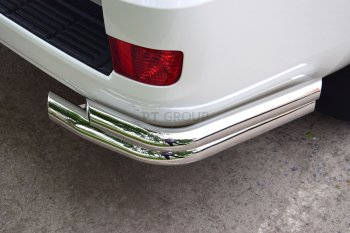 Защита заднего бампера Petroil Tuning (уголки двойные, d63/51) Toyota Land Cruiser 200 2-ой рестайлинг (2015-2021) (Нержавеющая полированная сталь)
