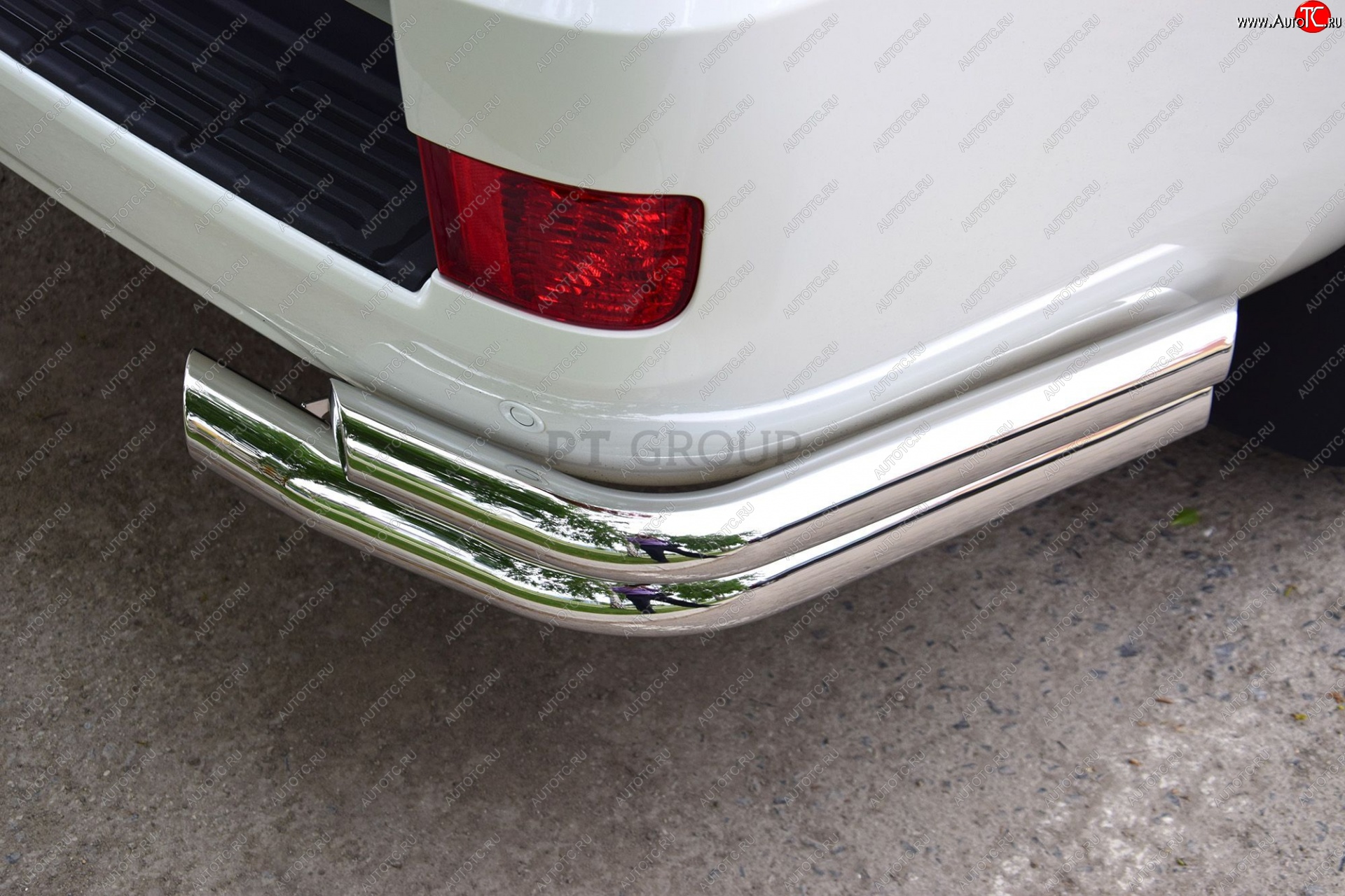 27 269 р. Защита заднего бампера Petroil Tuning (уголки двойные, d63/51) Toyota Land Cruiser 200 2-ой рестайлинг (2015-2021) (Нержавеющая полированная сталь)  с доставкой в г. Майкоп
