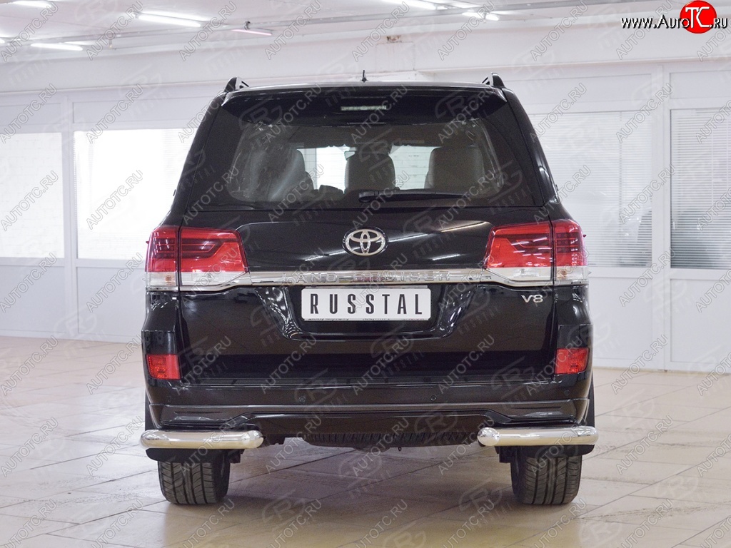 13 749 р. Защита заднего бампера (Ø76 мм уголки, нержавейка) SLITKOFF  Toyota Land Cruiser  200 (2015-2021) 2-ой рестайлинг  с доставкой в г. Майкоп