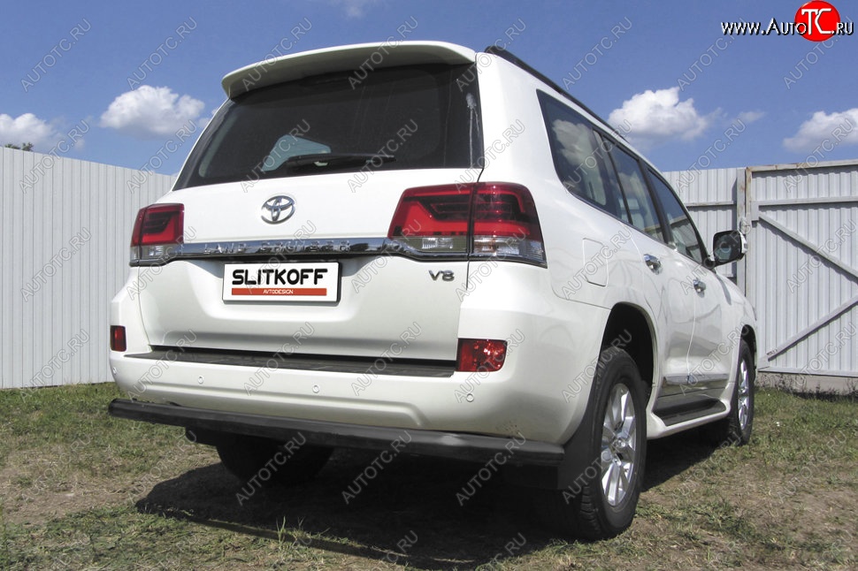 12 949 р. Защита задняя Slitkoff  Toyota Land Cruiser  200 (2015-2021) 2-ой рестайлинг (Цвет: серебристый)  с доставкой в г. Майкоп