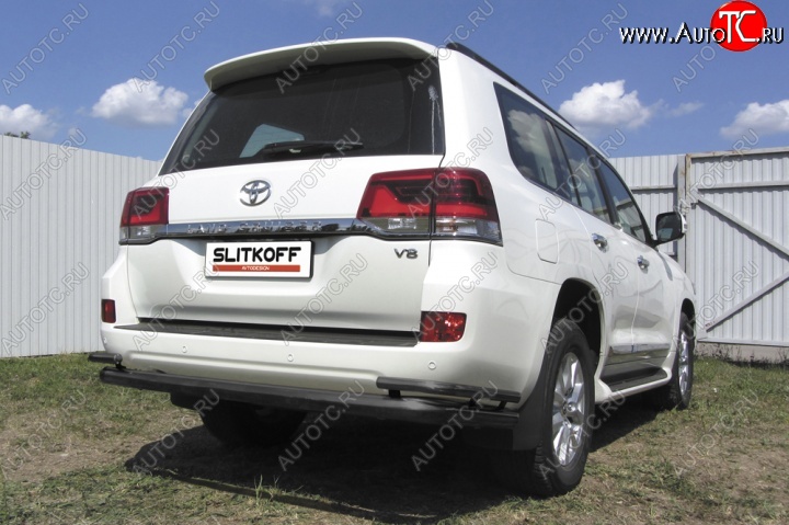 13 949 р. Защита задняя Slitkoff  Toyota Land Cruiser  200 (2015-2021) 2-ой рестайлинг (Цвет: серебристый)  с доставкой в г. Майкоп