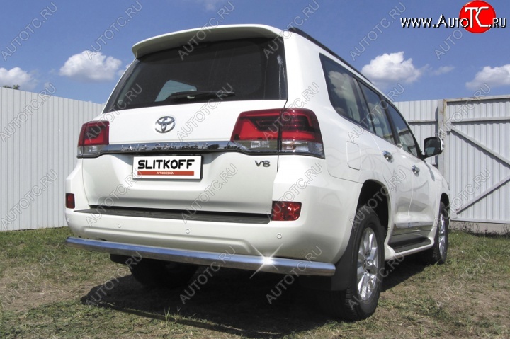 18 549 р. Защита заднего бампера из трубы диаметром 76 мм Slitkoff  Toyota Land Cruiser  200 (2015-2021) 2-ой рестайлинг (Цвет: нержавеющая полированная сталь)  с доставкой в г. Майкоп