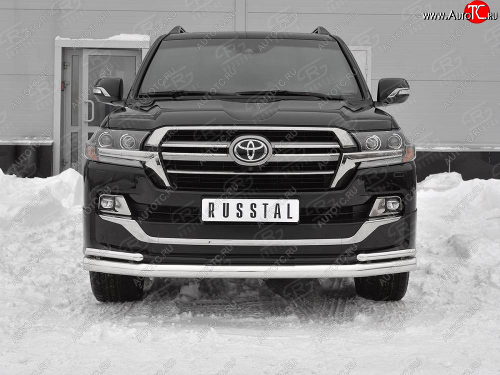 22 999 р. Защита переднего бампера (2 трубы Ø 76 и 42 мм, нержавейка, EXECUTIVE LOUNGE)  Toyota Land Cruiser  200 (2015-2021) 2-ой рестайлинг  с доставкой в г. Майкоп