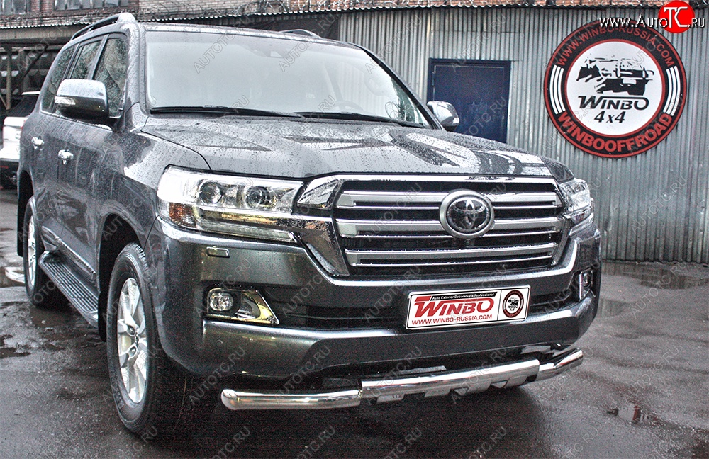 15 499 р. Защита переднего бампера WINBO (Ø76 мм, нержавейка)  Toyota Land Cruiser  200 (2015-2021) 2-ой рестайлинг  с доставкой в г. Майкоп
