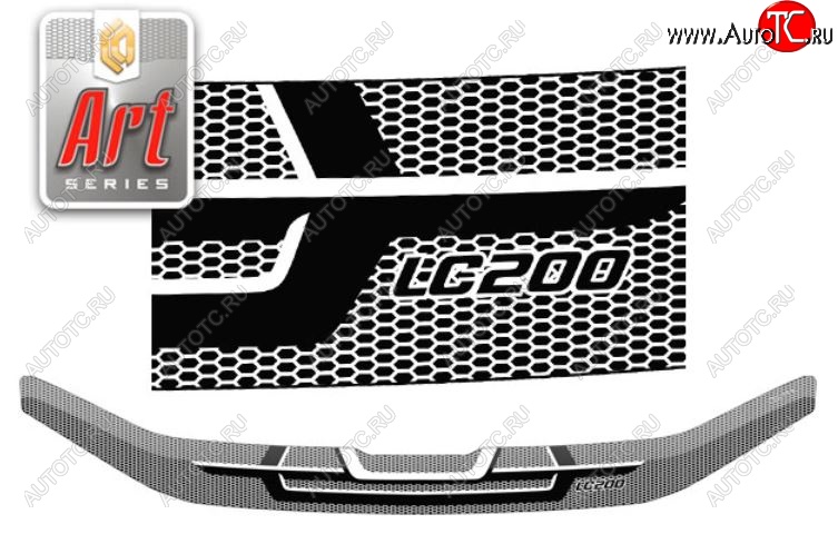 2 299 р. Дефлектор капота CA-Plastiс  Toyota Land Cruiser  200 (2015-2021) 2-ой рестайлинг (Серия Art белая)  с доставкой в г. Майкоп