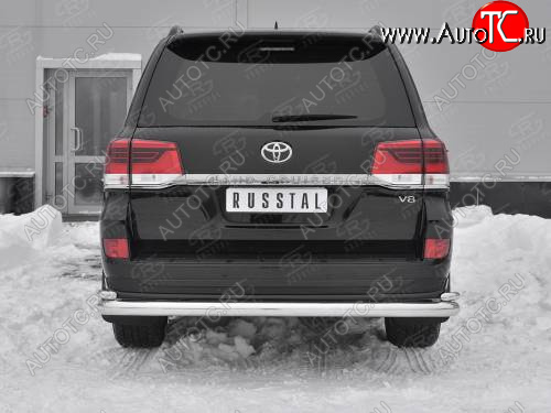 17 699 р. Защита заднего бампера (2 трубы Ø76 и 42 мм, EXECUTIVE LOUNGE, нержавейка) SLITKOFF  Toyota Land Cruiser  200 (2015-2021) 2-ой рестайлинг (Нержавейка полированная)  с доставкой в г. Майкоп