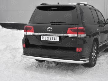 17 699 р. Защита заднего бампера (2 трубы Ø76 и 42 мм, EXECUTIVE LOUNGE, нержавейка) SLITKOFF  Toyota Land Cruiser  200 (2015-2021) 2-ой рестайлинг (Нержавейка полированная)  с доставкой в г. Майкоп. Увеличить фотографию 2