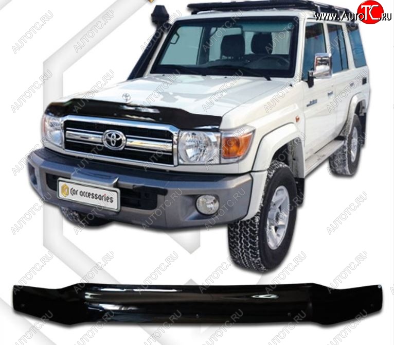 1 999 р. Дефлектор капота (76 кузов) CA-Plastic  Toyota Land Cruiser  70 (2007-2023) 3 дв. 3-ий рестайлинг (серия Classic черный, Без надписи)  с доставкой в г. Майкоп