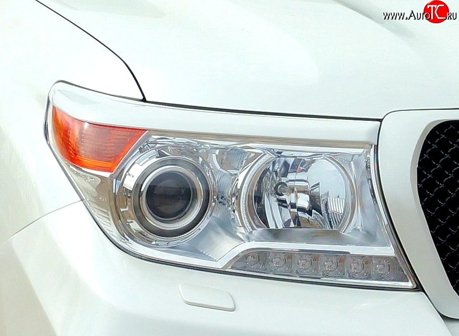 2 299 р. Реснички на фары Style Toyota Land Cruiser 200 дорестайлинг (2007-2012) (Неокрашенные)  с доставкой в г. Майкоп
