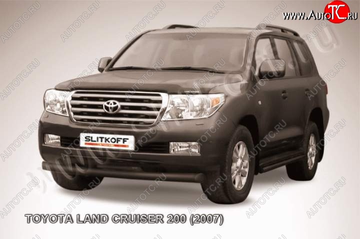 9 999 р. Защита переднего бампера из трубы d76 Slitkoff  Toyota Land Cruiser  200 (2007-2012) дорестайлинг (Цвет: серебристый)  с доставкой в г. Майкоп