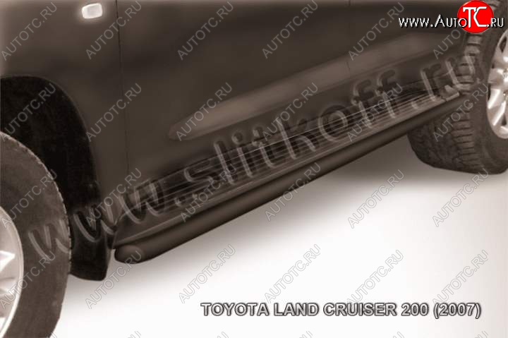 9 649 р. Защита штатного порога d42 Slitkoff Toyota Land Cruiser 200 дорестайлинг (2007-2012) (Цвет: серебристый)  с доставкой в г. Майкоп
