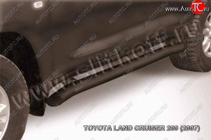 13 199 р. Защита порогов Slitkoff  Toyota Land Cruiser  200 (2007-2012) дорестайлинг (Цвет: серебристый)  с доставкой в г. Майкоп