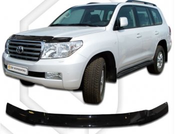 2 099 р. Дефлектор капота CA-Plastic Toyota Land Cruiser 200 дорестайлинг (2007-2012) (серия Classic черный, Без надписи)  с доставкой в г. Майкоп. Увеличить фотографию 2