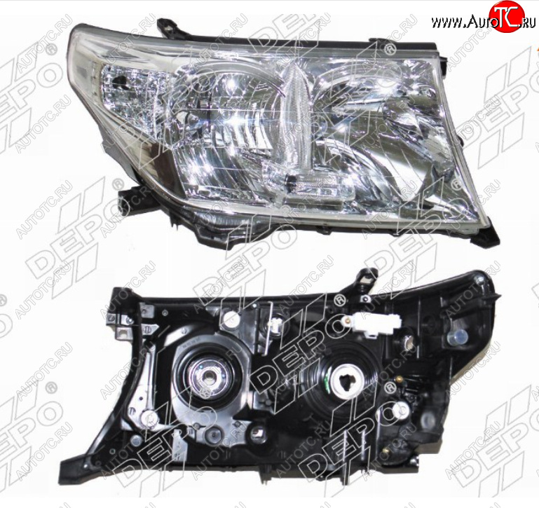 9 299 р. Правая фара (не ксенон, под электрокорректор, Евросвет) DEPO Toyota Land Cruiser 200 дорестайлинг (2007-2012)  с доставкой в г. Майкоп