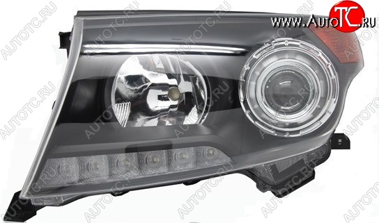 13 249 р. Левая фара SAT (чёрная Brownstone) Toyota Land Cruiser 200 дорестайлинг (2007-2012)  с доставкой в г. Майкоп
