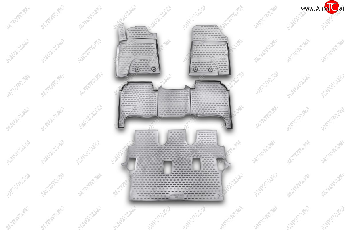 1 239 р. Комплект 3D ковриков салона Element (полиуретан) Toyota Land Cruiser 200 дорестайлинг (2007-2012) (Серые)  с доставкой в г. Майкоп