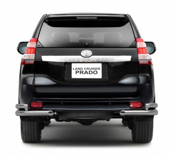 Защита заднего бампера Petroil Tuning 63/51 мм Toyota Land Cruiser Prado J150 дорестайлинг (2009-2013) (Нержавеющая полированная сталь)