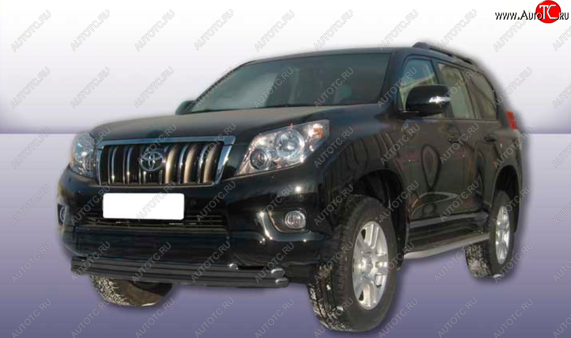 13 949 р. Защита переднего бампера Slitkoff (Ø 57+Ø 57+Ø 42, тройная).  Toyota Land Cruiser Prado  J150 (2009-2013) дорестайлинг (Сталь с полимерным покрытием. Цвет: черный)  с доставкой в г. Майкоп