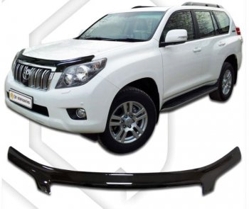 2 299 р. Дефлектор капота CA-Plastiс Toyota Land Cruiser Prado J150 дорестайлинг (2009-2013) (серия Classic черный, Без надписи)  с доставкой в г. Майкоп. Увеличить фотографию 2