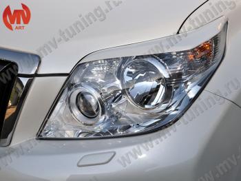 1 599 р. Реснички на фары JAOS  Toyota Land Cruiser Prado  J150 (2009-2013) дорестайлинг (Неокрашенные)  с доставкой в г. Майкоп. Увеличить фотографию 2