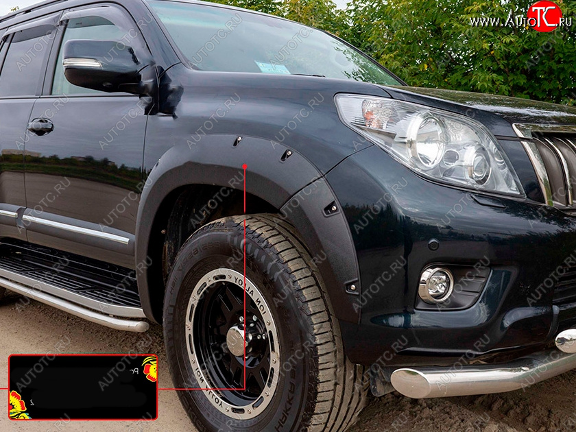 6 999 р. Расширитель арки RA (вылет 30 мм, передний правый) Toyota Land Cruiser Prado J150 дорестайлинг (2009-2013) (Поверхность шагрень)  с доставкой в г. Майкоп