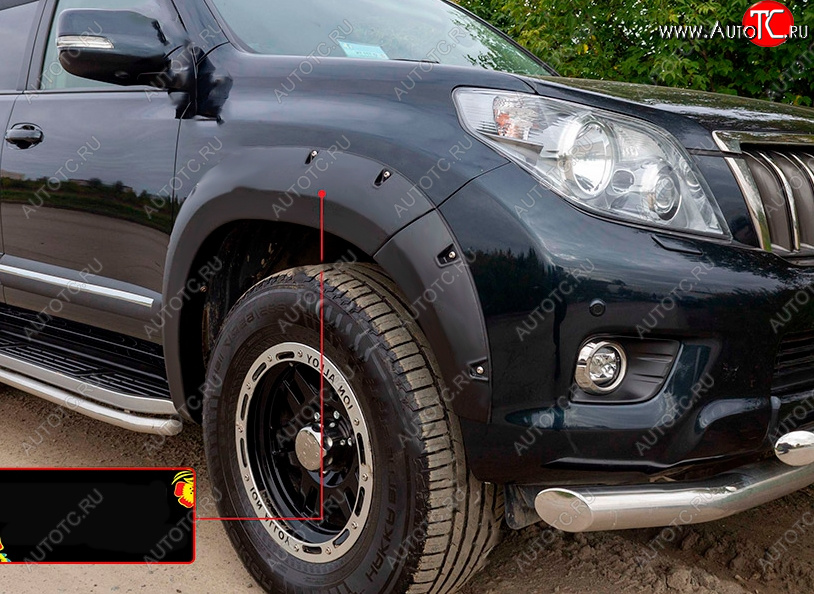 6 999 р. Расширитель арки RA (вылет 30 мм, передний правый)  Toyota Land Cruiser Prado  J150 (2009-2013) дорестайлинг (Поверхность глянец под покраску, Неокрашенный)  с доставкой в г. Майкоп