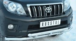 24 649 р. Защита переднего бампера (2 трубыØ63 мм, нержавейка) SLITKOFF  Toyota Land Cruiser Prado  J150 (2009-2013) дорестайлинг  с доставкой в г. Майкоп. Увеличить фотографию 2