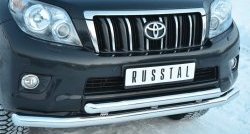 25 499 р. Защита переднего бампера (2 трубыØ76 и 63 мм, нержавейка) SLITKOFF  Toyota Land Cruiser Prado  J150 (2009-2013) дорестайлинг  с доставкой в г. Майкоп. Увеличить фотографию 2