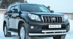 25 499 р. Защита переднего бампера (2 трубыØ76 и 63 мм, нержавейка) SLITKOFF  Toyota Land Cruiser Prado  J150 (2009-2013) дорестайлинг  с доставкой в г. Майкоп. Увеличить фотографию 4