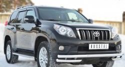 23 949 р. Защита переднего бампера (Ø63 мм с углами, нержавейка) SLITKOFF  Toyota Land Cruiser Prado  J150 (2009-2013) дорестайлинг  с доставкой в г. Майкоп. Увеличить фотографию 4